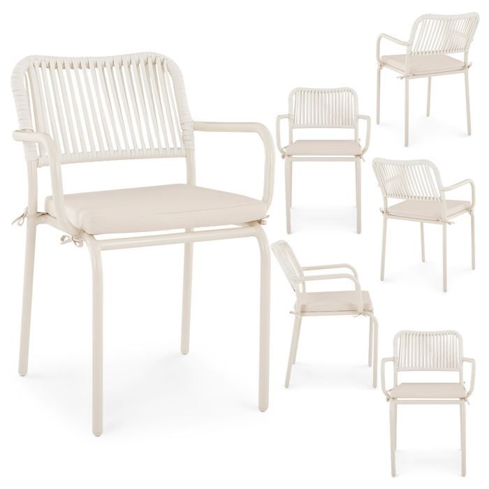 Chaise De Jardin Empilable Avec Coussin Beige - Defora Home