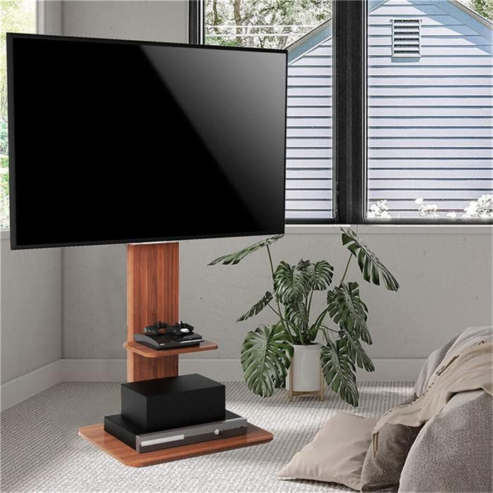 Support TV sur Pied - Meuble TV Pied Réglable avec 2 Étagères pour Téléviseur de 32 à 65 Pouce - Charge 40kg VESA Max 600x400 mm