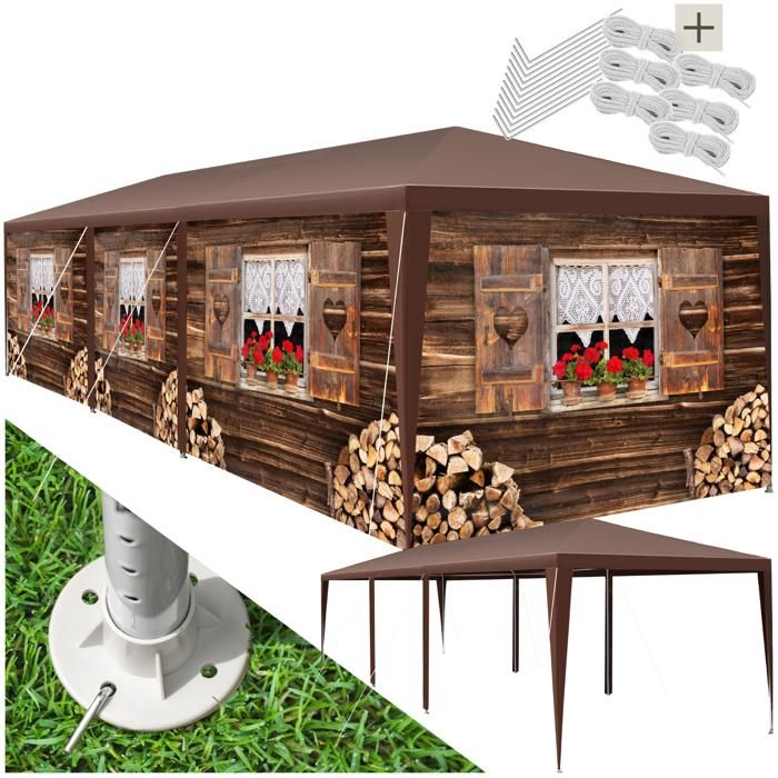 Tonnelle - TECTAKE - Pavillon ALMCHALET emboîtable en polyéthylène et en acier 900 x 300 x 250 cm - Marron