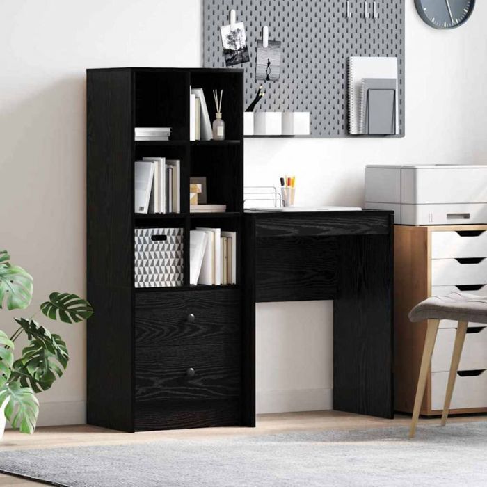 Bureau - rehausse bureau Vidaxl Bureau avec rangement 2 pcs Chêne noir 455 x 34 x 127 cm