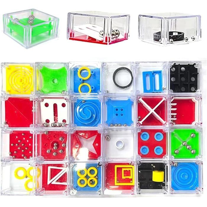 Comius Sharp Lot De 24 Mini Jeux De Labyrinthe Cube 4x4 Cm – Casse-tête à Billes, Anti-stress Pour Adultes Et Enfants