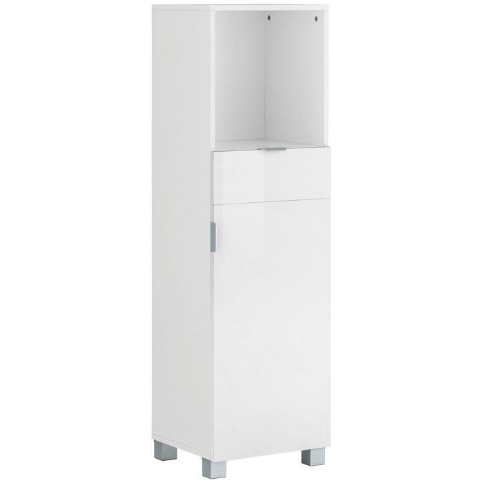 Atlas-armoire De Salle De Bain Avec 1 Porte Et 1 Tiroir En Pin Blanc Atlas-armoire De Salle De Bain Avec 1 Porte Et 1 Tiroir En Pin Blanc