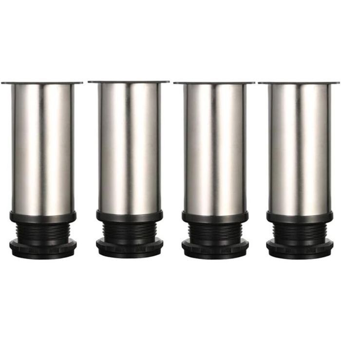 Pieds de meubles - PZCC - 120 mm - Inox 304 brossé - Hauteur réglable 0–15 mm - Base ABS