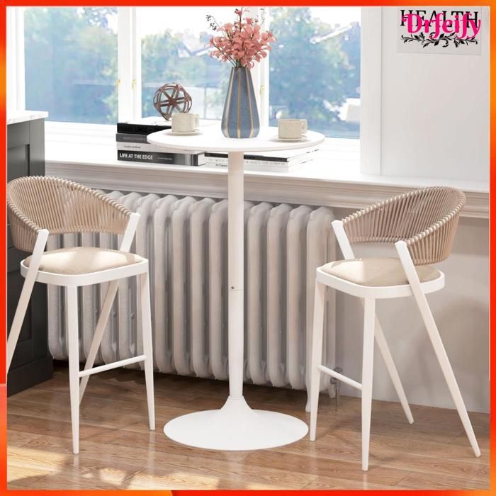 Table de bar - AKOZON - 9719 - Ø60 x H102 cm - Acier blanc - Contemporain
