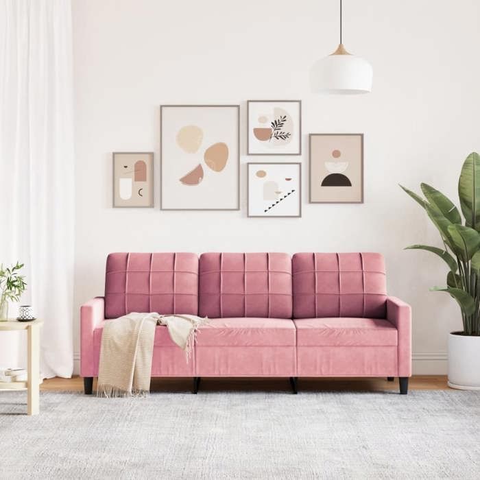 Rose SOFA - PHSH - Canapé avec 3 places - contemporain - Rose 180 cm Velours C2003