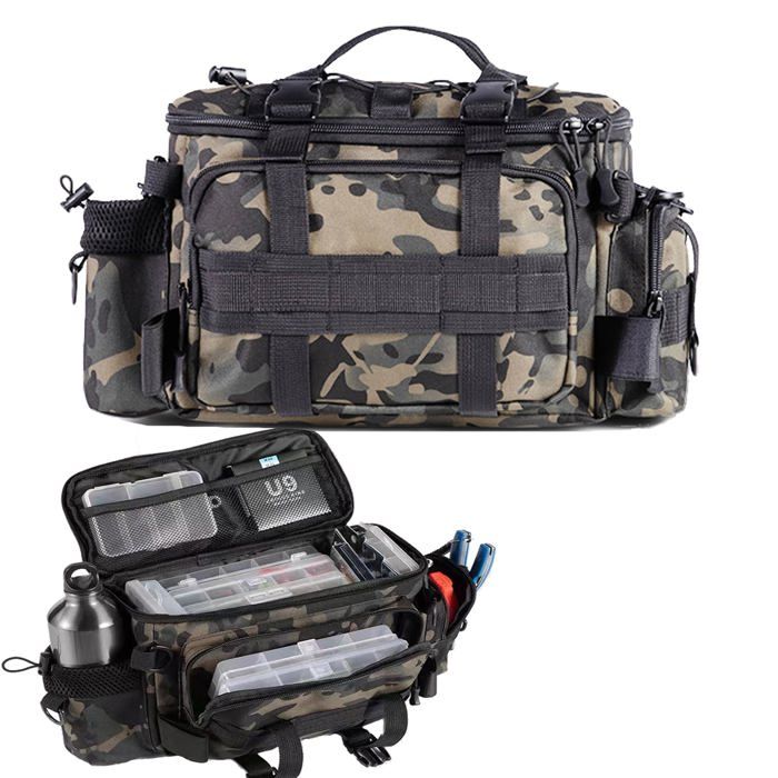 Sac de Peche Stockage de Matériel de Pêche à la Carpe à épaule Unique Grande capacité pour Matériel de Pêche et Rangement de Pinces