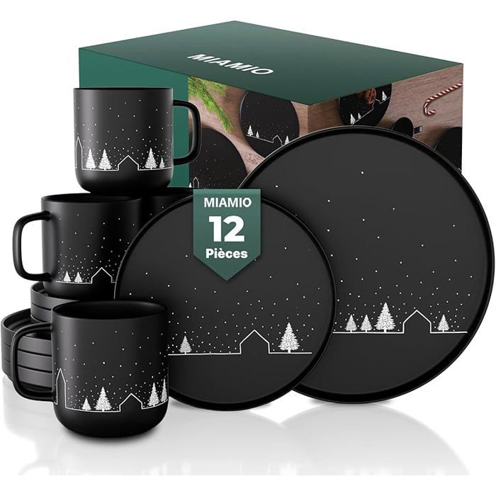 Ensemble de Vaisselle de Noël 12 Pièces/Ensemble de Plats de Noël avec Tasses au Design Service de vaisselle (12x) SALADIER