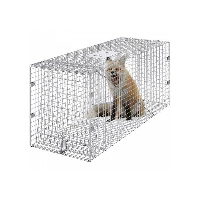 Piège Animaux Vivants 1270x508x660 mm Cage Pliable Fil Galvanisé pour Chats Tatous Écureuils Ratons Renards