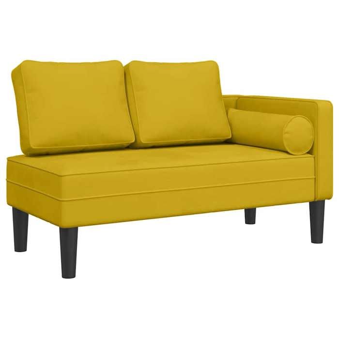 Chaise longue(1 PLACE) - Charge max.:110 kg - Méridienne - Velours - Jaune - Avec coussins - 116 5x62x57 5 cm &38gua43l