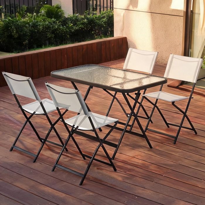 Gris Métal Garden Furniture Sets combining 40.2 x 27.6 x 27.6 in and Salon de jardin 5 pièces pour 4 personnes