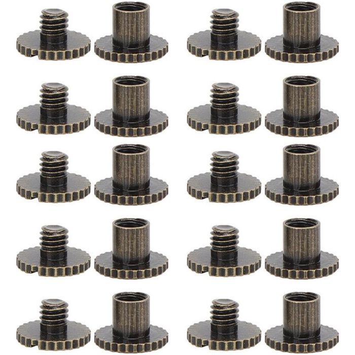 10 pièces rivets à tête plate à cannelures laiton pour fixations ceintures sacs à dos meubles bronze