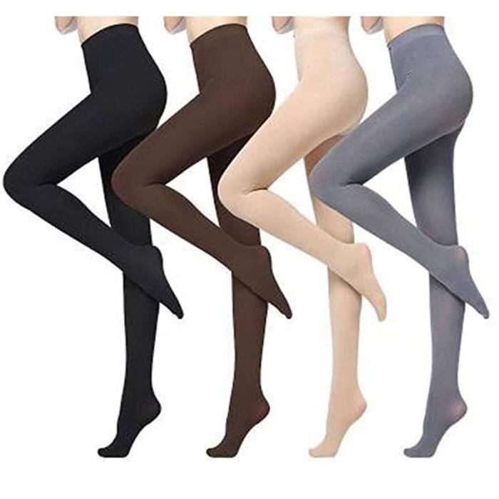 Womens 4pcs de Collants 120 Denier Pleine Longueur Collants Opaques renforces Couleur Nude Footed Bas