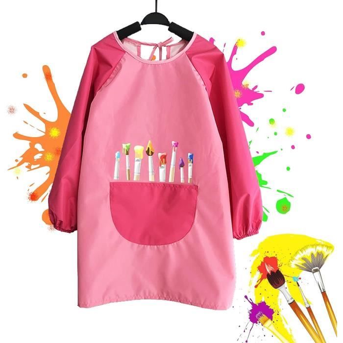 Blouse De Peinture Imperméable Pour Enfant – Taille M (5-7 Ans), 3 Poches, Fermeture Velcro, Polyester