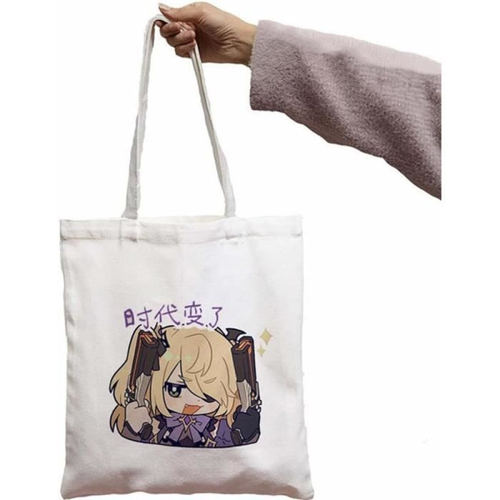 Sac Bandoulière Genshin Impact - Toile 31x11x28cm - Porte-cartes, Porte-clés, 6 Badges Inclus