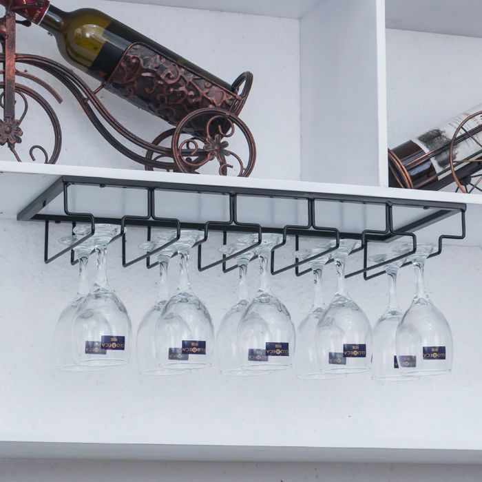 Porte Verres A Pieds Suspendu Bar Noir Rack A Verres Rangement
