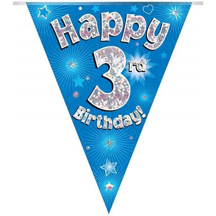 Joyeux 3eme Anniversaire Bleu Holographic Parti Bunting 3 9m Long 11 Flags Sv Qxn6 42fm Carte De Vœux Carte Anniversaire Carte Cdiscount Beaux Arts Et Loisirs Creatifs