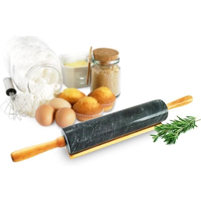Rouleau à pâtisserie XXL en marbre avec support 46 x 6 cm 2 kg[331] Cdiscount Maison