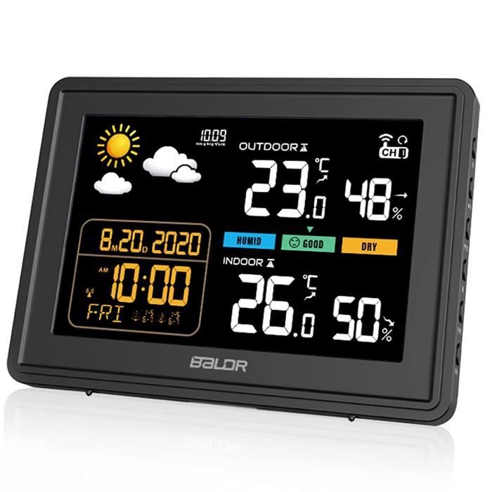 Decdeal Station météorologique sans fil avec capteur extérieur prévision numérique Température