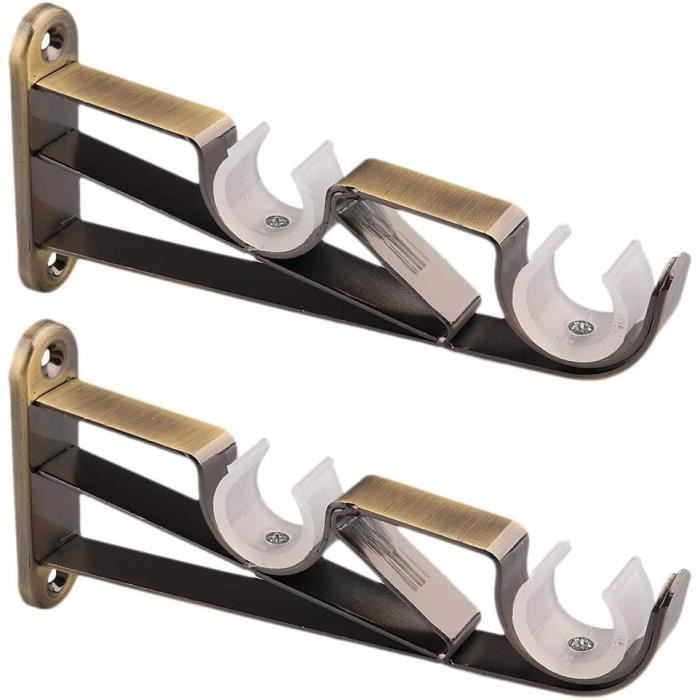 Lot De 2 Supports Pour Tringle à Rideaux - Installation Sans Perçage, Par Clip - Réglables Jusqu'à 3,7 Cm D'épaisseur - Dimensions 6,5 X 5 Cm - 2