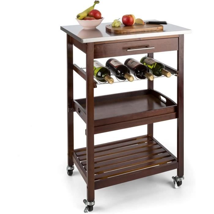 Chariot De Rangement 3 étages Avec Roulettes - Étagère Mobile Pour Cuisine, Jouets, Livres - Design Compact - 1