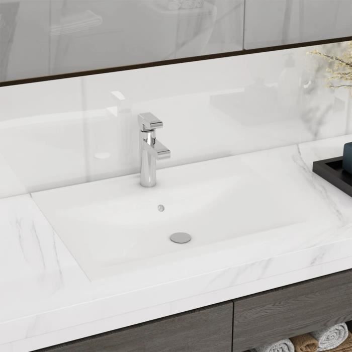 Vasque à poser en céramique rectangulaire blanche - Magnifique - 60 x 46 cm - Haute qualité