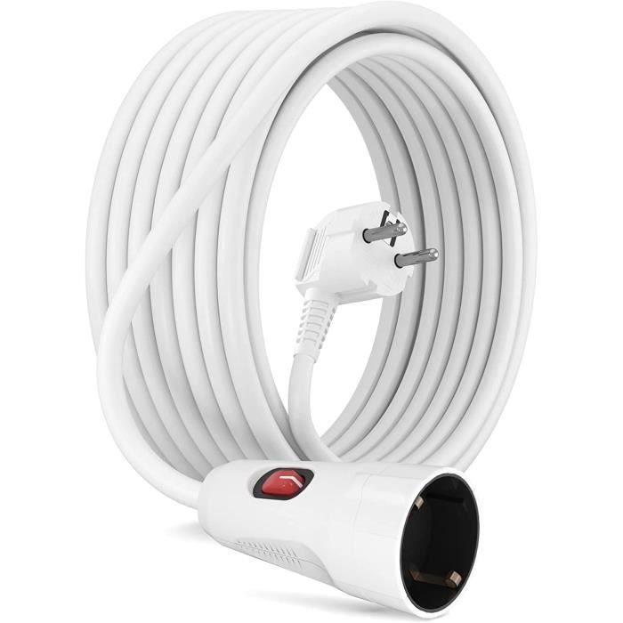 Rallonge Électrique Shucko 90° 2m – Extérieur Jardin Chantier, IP44, Anti-Choc