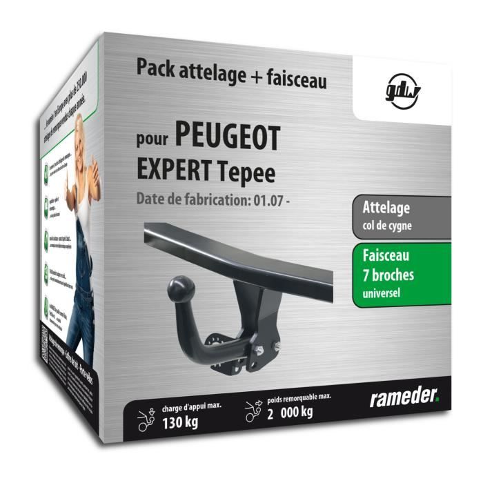 Attelage - Peugeot EXPERT TEPEE - 01/07-12/99 - col de cygne - GDW - Faisceau universel 7 broches