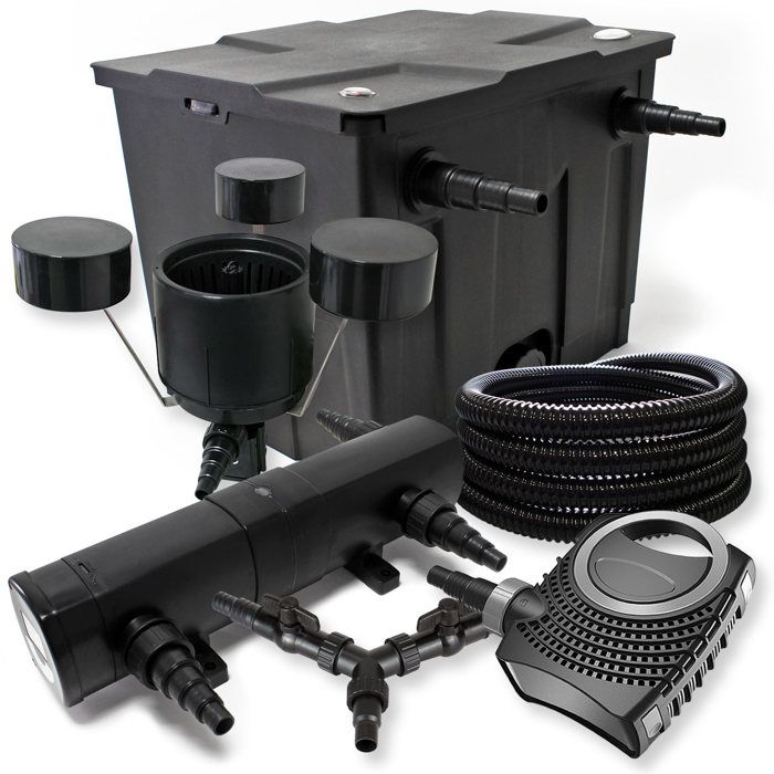 SunSun Kit complet: CBF-350 Filtre de bassin jusquà 12000 L CTF-8000 pompe de filtration 8000l/h 70W CUV-236 lampe uv 36W 25m Tu