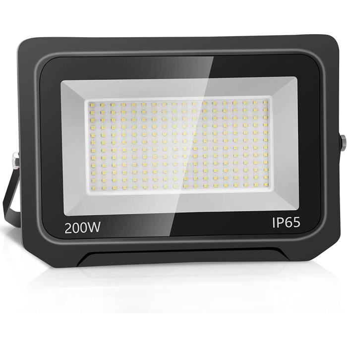 Projecteur LED Extérieur 200W - IP66 - 3000K Lumière Blanc Chaud - Éclairage Sécurité Jardin/Entrepôt