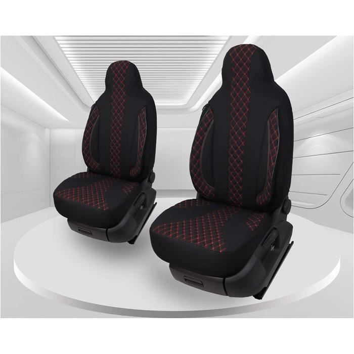 Housses De Sièges Camping-Car Sur Mesure Bremer WPL401 – Compatibles Fiat Ducato, Citroën Jumper, Peugeot Boxer – Noir/Gris, 3 Couches, Chauffage Sièges OK, Poches Dossier