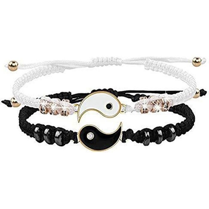 Bracelets Meilleur ami pour 2 Bracelet à cordon ajustable Yin Yang pour BFF  Relation d'amitié Petit ami Petite amie Cadeau Noir, Blanc, Argenté - Achat  / Vente bracelet - gourmette Bracelets Meilleur