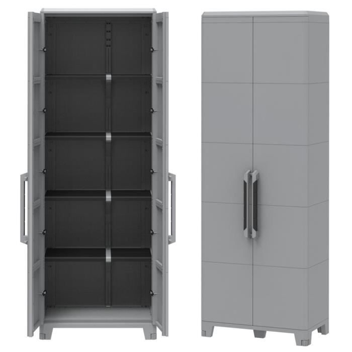 armoire haute de jardin en résine modular 5 - gris