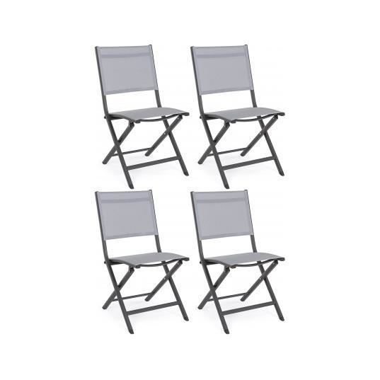 Chaise pliante Lot de 4 chaises pliante Elin anthracite