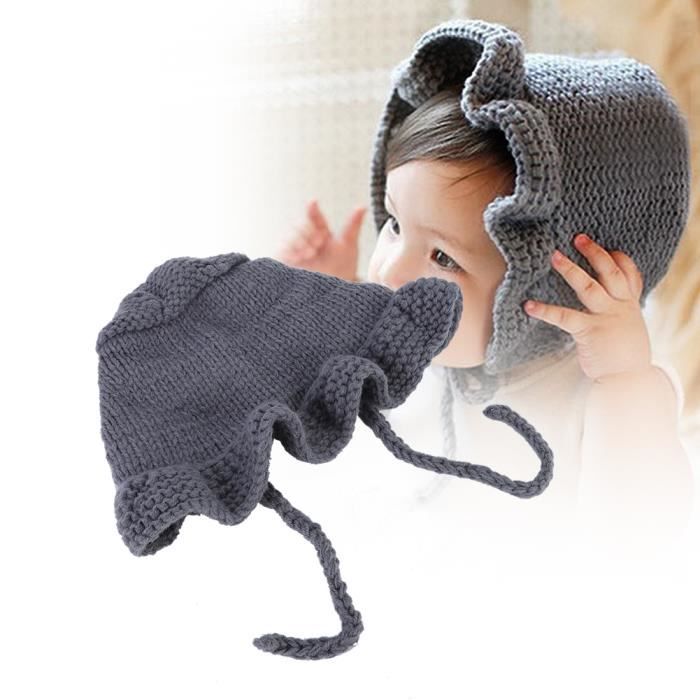 Bonnet Bébé Tricoté Hiver - Thème Noël Rouge/Vert, Pompon, Taille 0-4 Ans, Chaud Et Doux