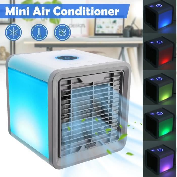 Climatiseur Portable 3 vitesses avec 7 couleurs LED pour la maison et le bureau Refroidisseur D'air Mobile mini climatiseur personnel Ventilateur Mobile Air 