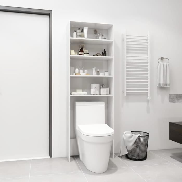 Meuble Toilette WC Étagère Dessus Stockage Pour Salle De Bain Machine a  Laver 64 x 25,5 x 190 cm-RAI - Cdiscount Maison