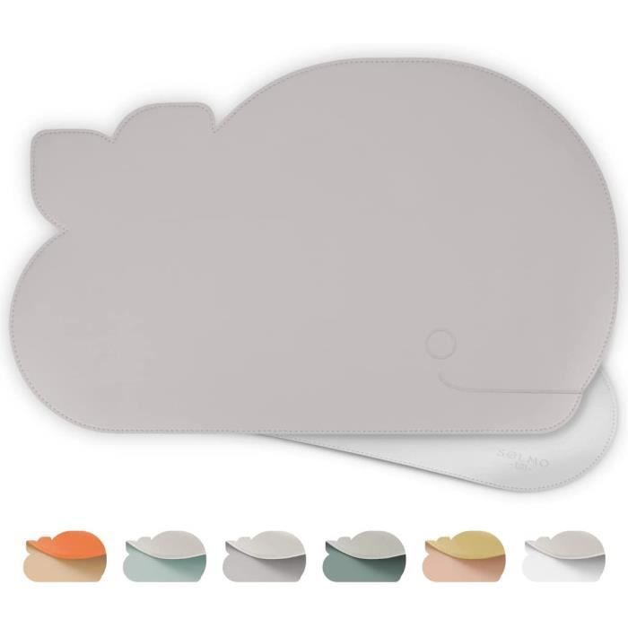 Grand choix de couleurs Sølmo Lot de 4 sets de table ronds en cuir synthétique Résistant à la chaleur I Set de table pour enfants Facile à nettoyer Gris argenté