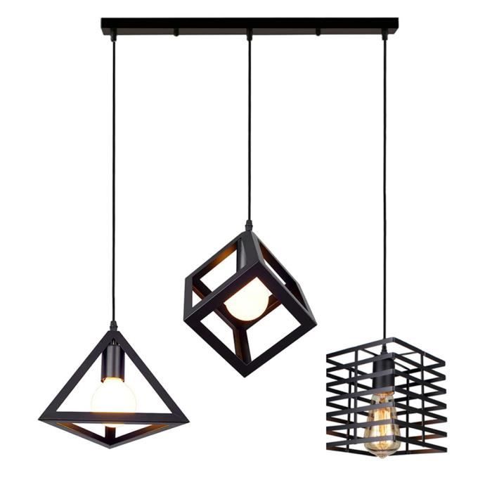 IDEGU 3er Set Pendelleuchten Im Industriedesign – Würfelförmige Metall-Lampen, E27, Rostfarben, 16x16x16 Cm (ohne Leuchtmittel)