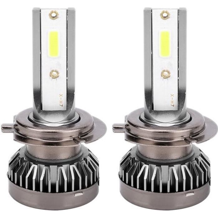 HURRISE Phare 2 pièces Mini H7 LED DOB ampoule étanche auto-dissipation thermique phare 6000LM 6000k antibrouillard