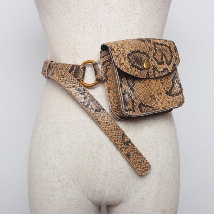 Sac banane marron Sac ceinture serpent pour femmes sac de