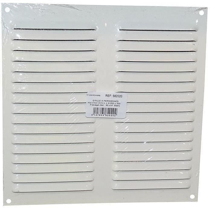 Grille alu blanche à persiennes et moustiquaire AUTOGYRE 200x200