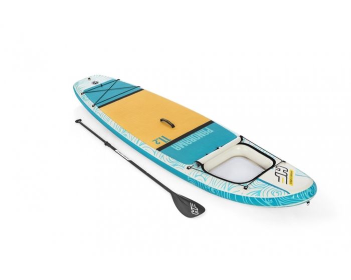 BESTWAY Paddle gonflable Panorama Hydro-force™, 340 x 89 x 15 cm, 150 kg max, fenêtre transparent, pompe, leash