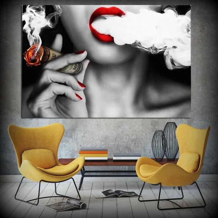 Femme Dame Fumer Peinture Peinture Sur Toile Affiche Decoration De La Maison 40 50 Achat Vente Objet Decoration Murale Cdiscount