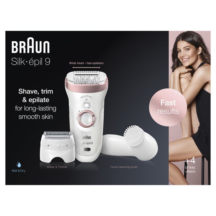 Epilateur BRAUN SILK EPIL 9-880 - Jambes, aisselles, maillot, visage - 40 pincettes - sans fil - étanche