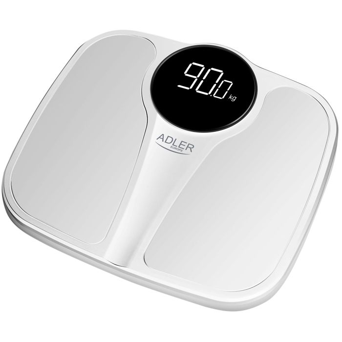 Pèse-personne Numérique Haute Précision 180 kg Écran LED Arrêt Automatique Adler AD8172W Blanc