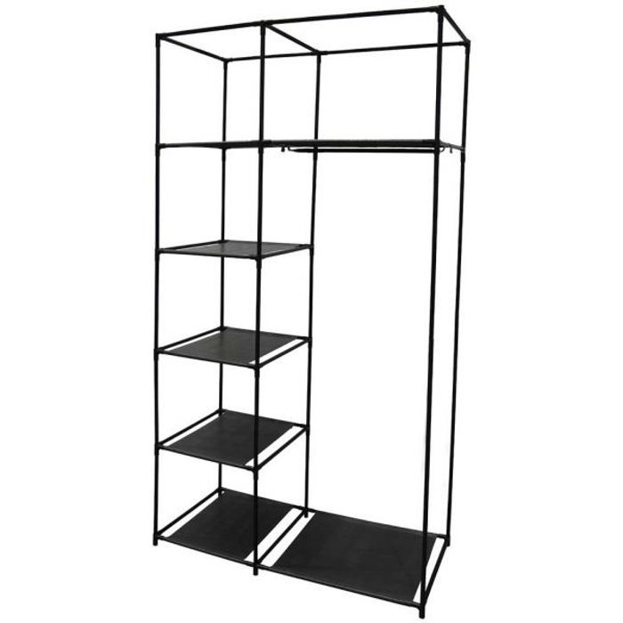 idebox structure penderie armoire 5 cases et 1 penderie noir cdiscount maison