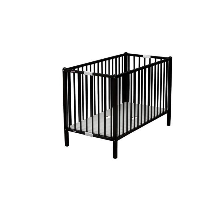 Lit Bebe 1 X 60 Pliable Noir Sommier Reglable 3 Hauteur Pratique Et Fonctionnel Cdiscount Puericulture Eveil Bebe