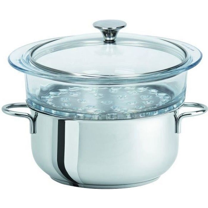 Jx04 Cuiseur Vapeur À 3 Étages En Acier Inoxydable Avec Cocotte De 22 Cm De 2,6 L, 2 Cuiseurs