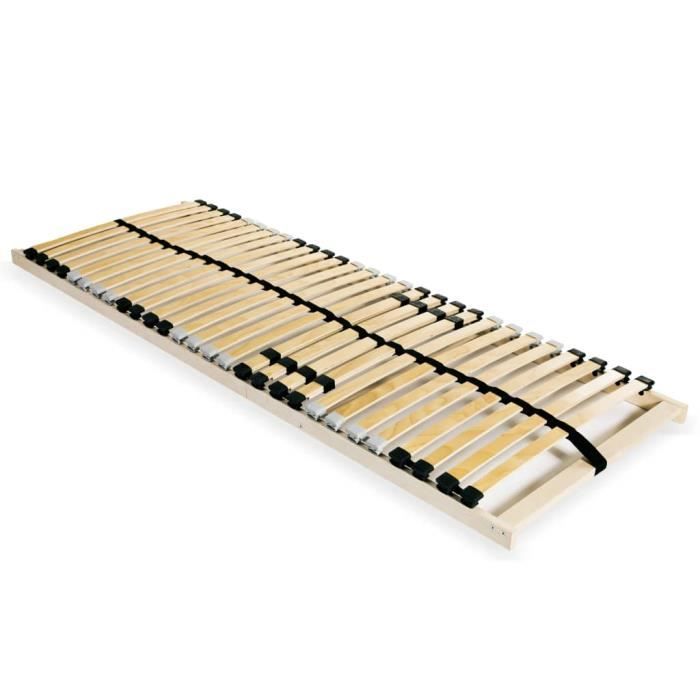 Sommier à lattes CUQUE - 80 x 200 cm - 28 lattes - Cadre en hêtre massif - 7 zones
