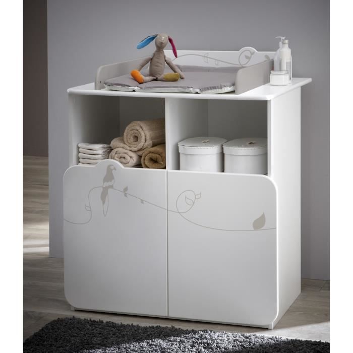 Jungle Commode Table A Langer 70x55cm Blanc Et Taupe Achat